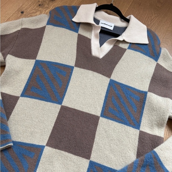 Mediumwell Geometric Pattern Oversize Wool Sweater - Size S - Korean Fashion - Picture 6 of 8